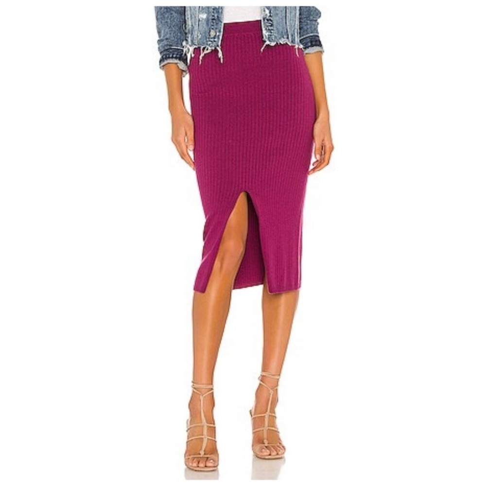 Free People Slyline Midi Fuchsia Ribbed Pencil Skirt‎